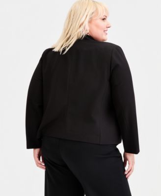 Trendy Plus Size Peak Lapel Open-Front Blazer