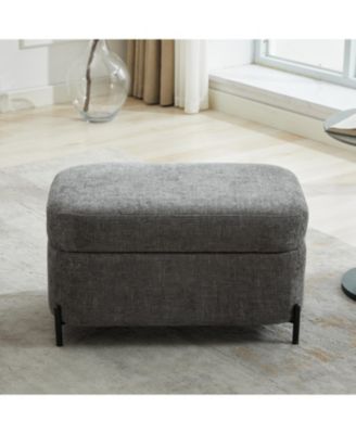Streamdale Chenille Storage Ottoman - Black Metal Legs