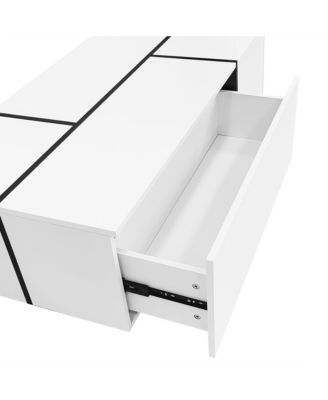 Extendable High-Gloss Coffee Table w/ Storage Drawers