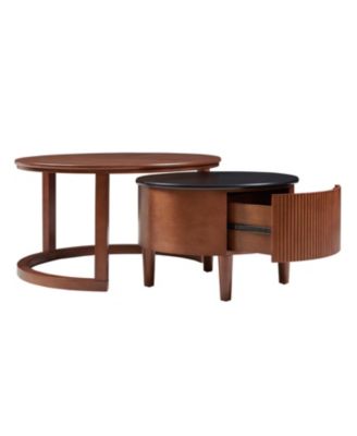 Streamdale Vintage Round Nesting Coffee Table Black & Walnut 31.5"