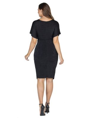 Women's Short Sleeve V-Neck Twist Front Split Hem Dress