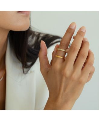 18K Gold Plated Sterling Silver Shining Elegance Ring Duo Set Holiday Gift Idea