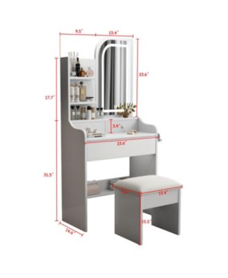 Sturdy Makeup Table with Adjustable LED Mirror and Ample Storage