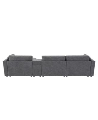124" Modular Sectional Sofa w/ Storage, Ottoman, USB Charger