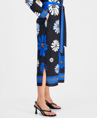Women's Mixed-Print Tie-Waist Maxi Dress