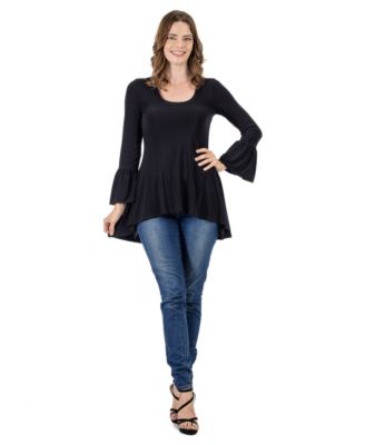 Women's Long Bell Sleeve High Low Tunic Top