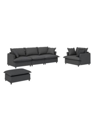 Oversized Single Sofa Module for Sectional Sofa, Wide Chenille Armchair with Pillows