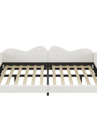 Full size Upholstered Daybed, Sherpa Fabric Sofabed with Cloud-Shaped Backrest, No Box-spring Needed