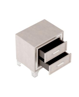 Mid-Century Velvet Nightstand, Pink