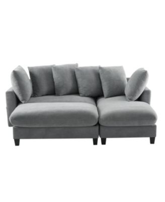 83" Sectional Sofa with Storage Ottoman & Pillows