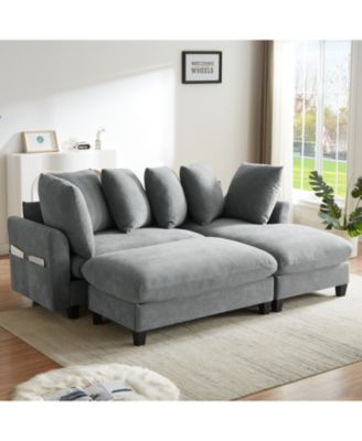 83" Sectional Sofa with Storage Ottoman & Pillows