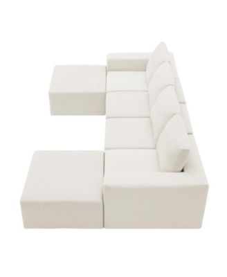 Modular U-Shaped Chenille Sectional Sofa with Ottomans