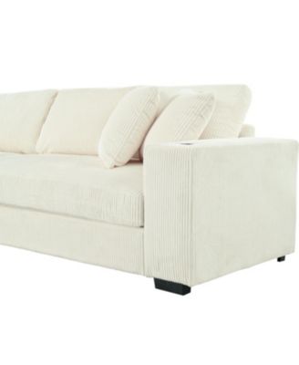 Large Sectional Sofa Thick Cushions Cup Holders & Charging