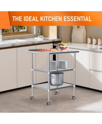 Stainless Steel Work Table 24x30 w/ Shelves & Backsplash