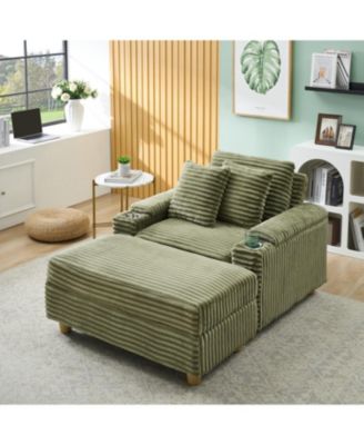 Green Corduroy Sofa Set w/ Storage