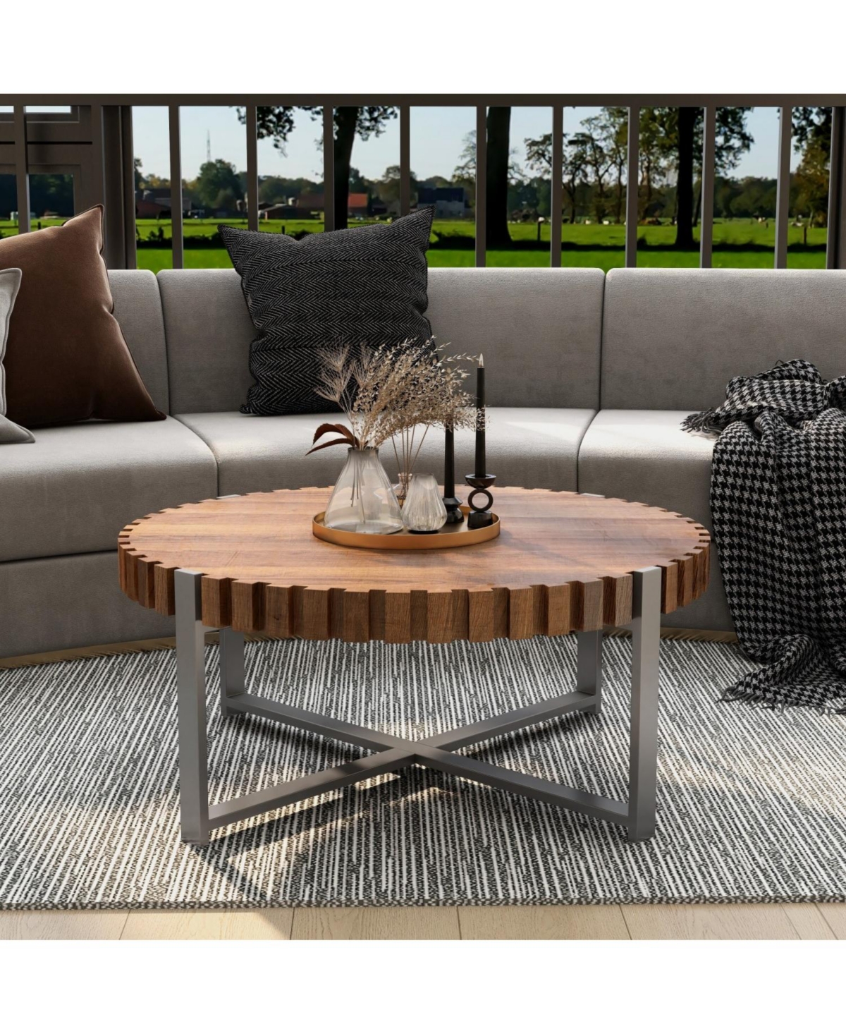 Streamdale Furniture Felief 31.4-inch Round Wood Coffee Table