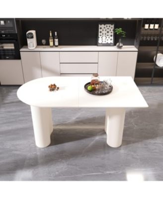 Cream Modern Dining Table & Irregular Side Table