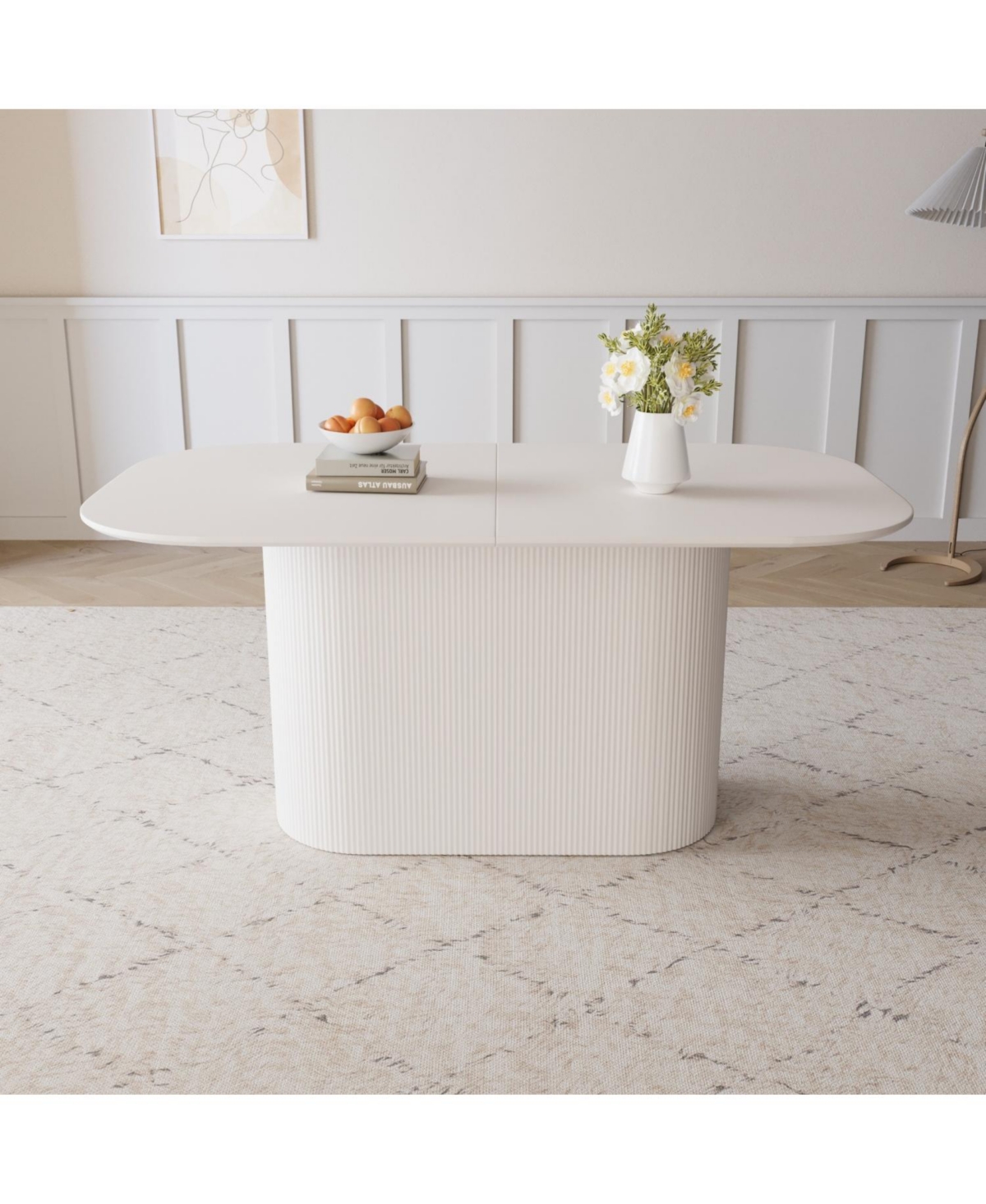 Streamdale Furniture 63" Cream Mdf Dining Table Striped Legs