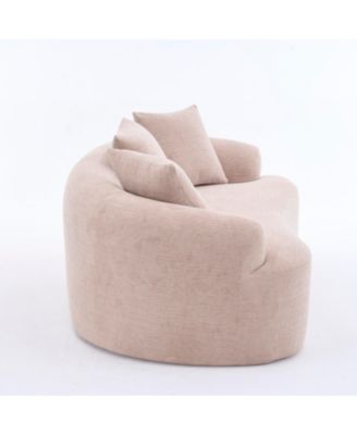 Warm Beige Chenille Loveseat Sofa