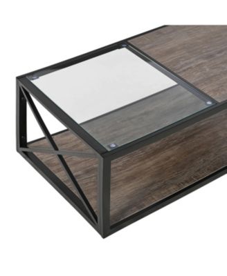 Industrial Glass & Wood Coffee Table
