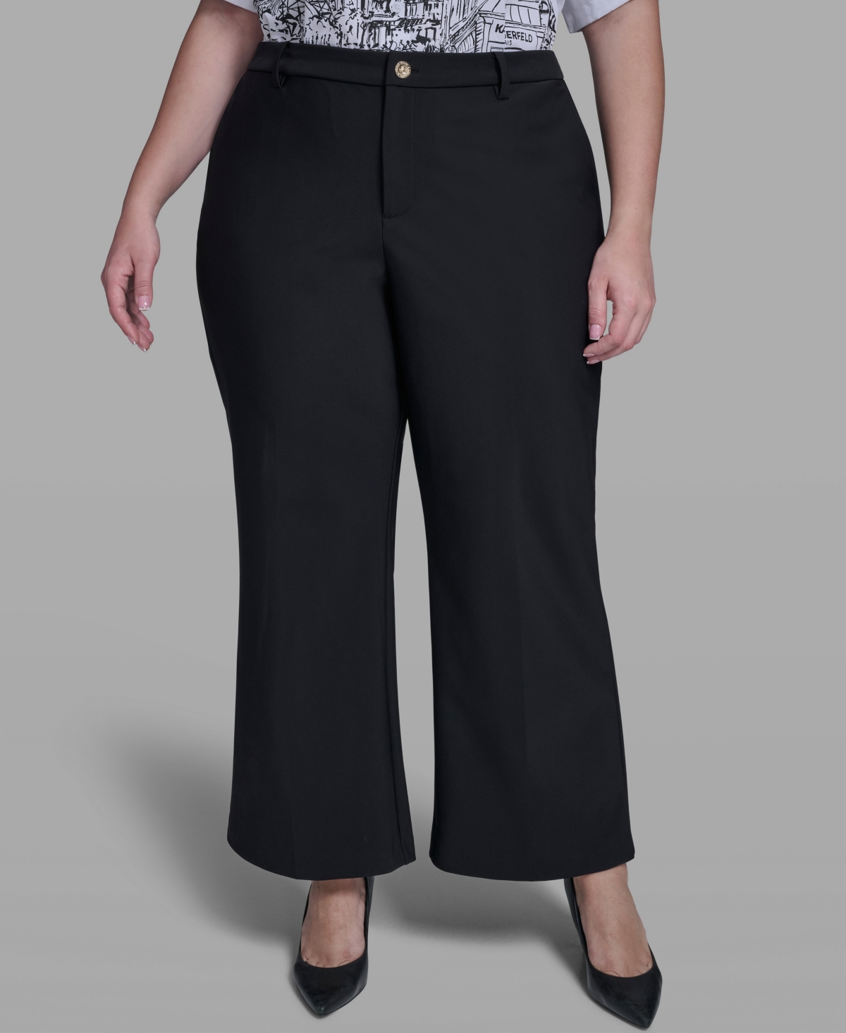 Karl Lagerfeld Paris Plus Ponte Wide Leg Pants
