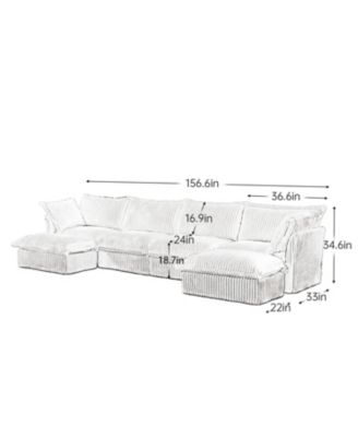 Slipcovered U Shape Sectional Sofa Camel Corduroy