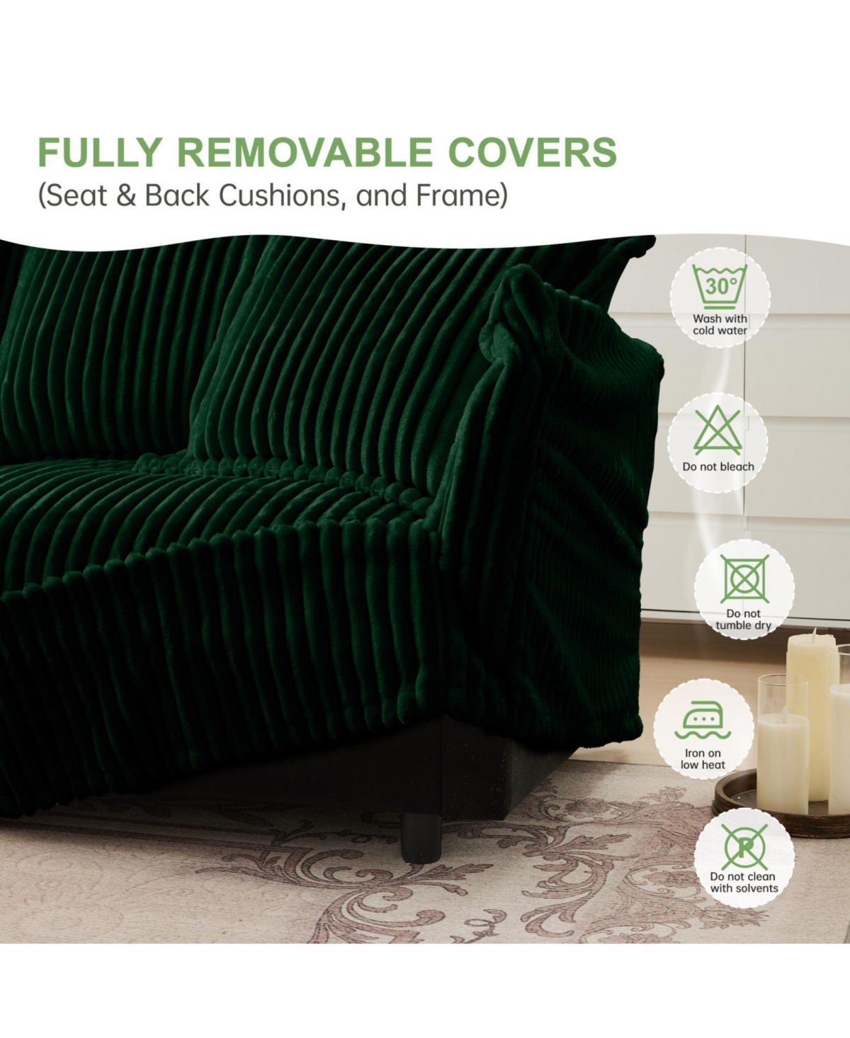 Streamdale Furniture 2-Seat Corduroy Slipcovered Sofa