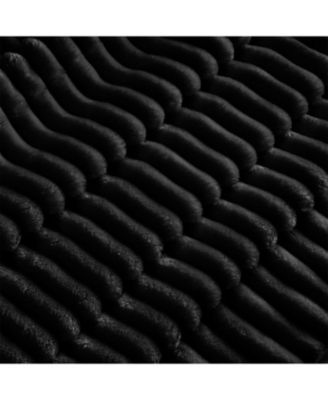 Black Corduroy 2-Seater Sofa with Ottomans