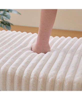 Upholstered Ottoman Coffee Table with Storage Shelf - Beige