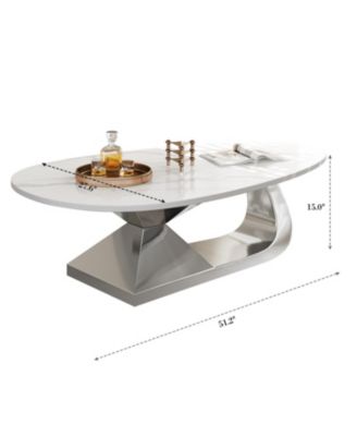 Sintered Stone Coffee Table with Stainless Steel Base
