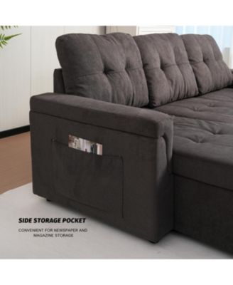 Upholstered Sleeper Sectional with Reversible Storage