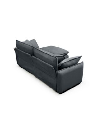 Grey Corduroy 2-Seater Sofa with Ottoman