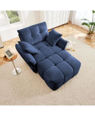 Ergonomic Sofa & Ottoman Set - Blue