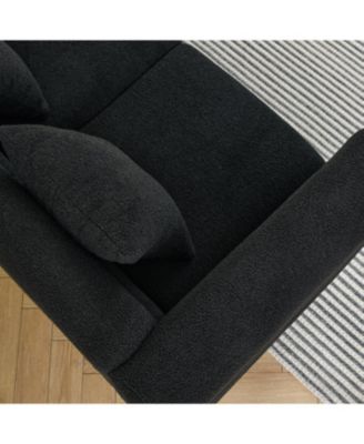 81" Oversized 3-Seater Black Teddy Sectional Sofa