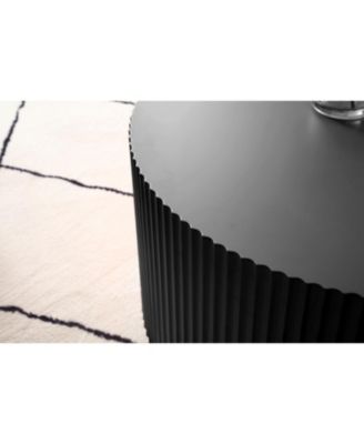 Sleek and Modern Round Coffee Table with Eye-Catching Relief Design Black