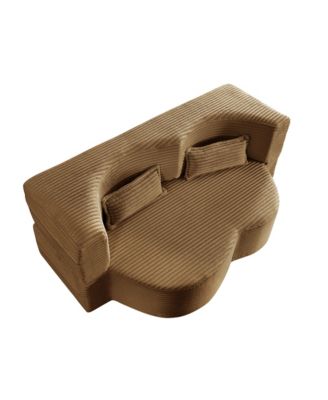 Convertible Corduroy Floor Sofa Bed with Pillows