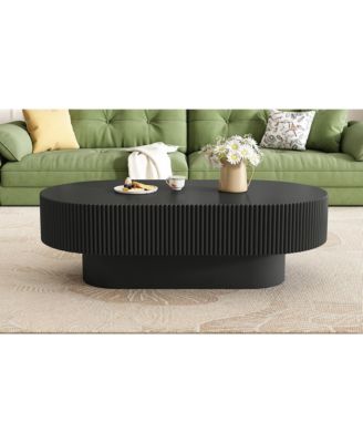 Elegant Oval Coffee Table, Modern Cream Drum End Table