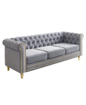 Chesterfield Velvet Sofa 84.65 inch for Living Room