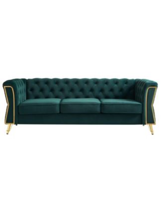 Modern Tufted Velvet Sofa 87.4 inch for Living Room