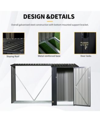 Outdoor Steel Firewood Rack & Storage Shed - Black