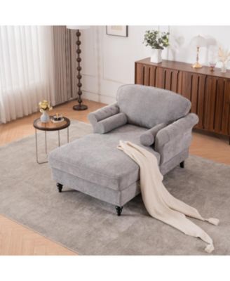 Oversized Chenille Chaise Lounge Sofa Bed