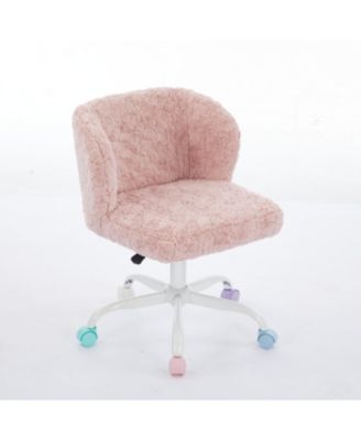  Pink Faux Rabbit Fur Office Chair