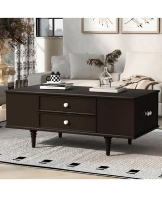 Modern Rectangle Coffee Table w/ Drawers & Hidden Storage
