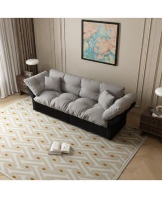 Queen Pull Out Sofa Bed, 3-in-1 Convertible Sleeper, Velvet Loveseat - Grey