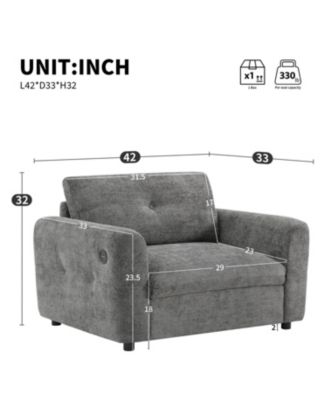 Tufted Chenille Armchair with Charger & Wide Seat