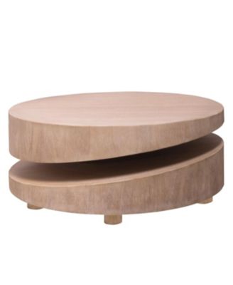 Modern Round Wood Coffee Table - Natural Finish