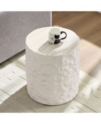 Round Beige Fiberglass Side Table