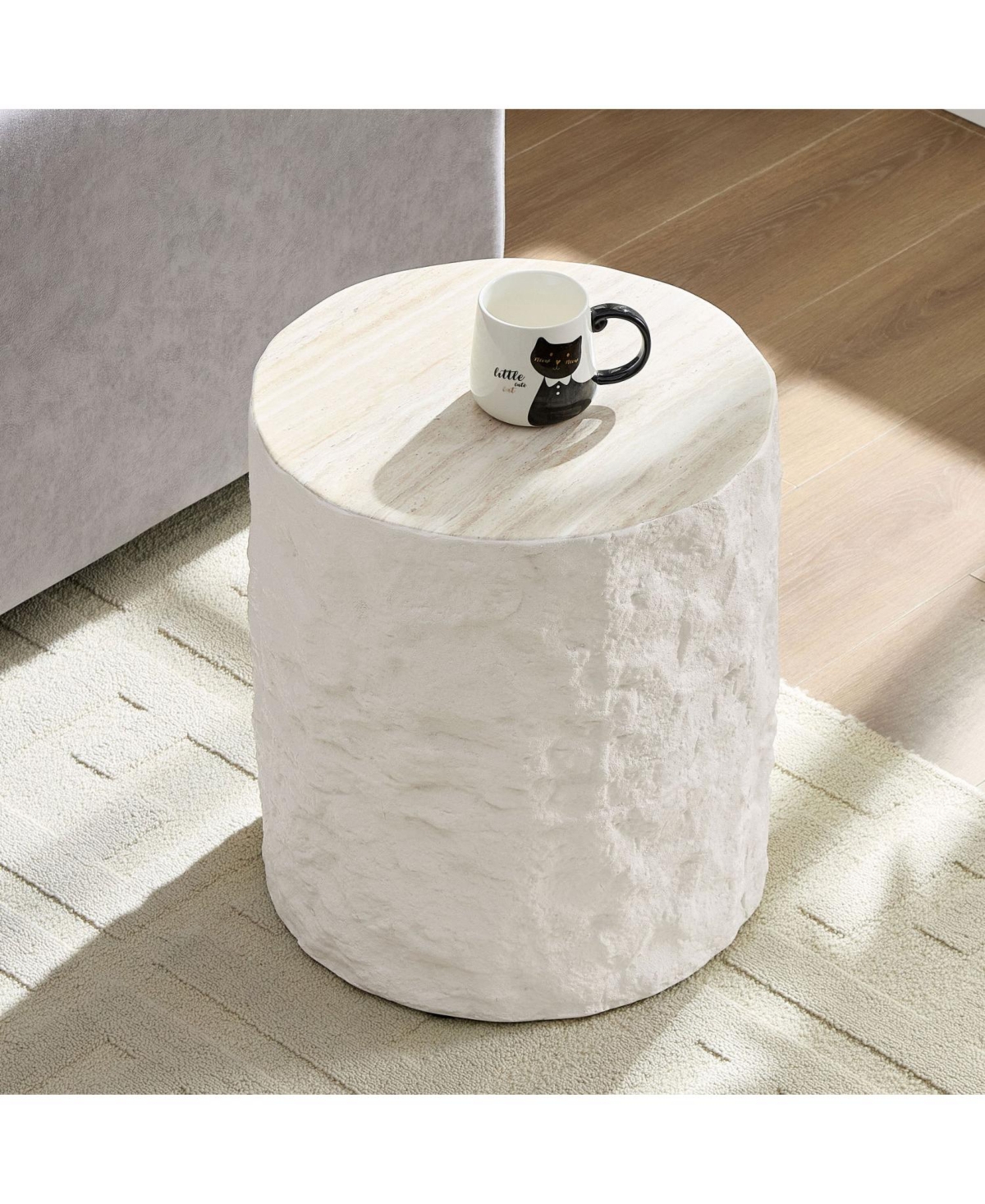 Streamdale Furniture Round Beige Fiberglass Side Table