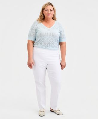 Plus & Petite Plus Size Tummy Control Pull-On Slim-Leg Pants