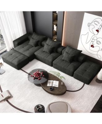 Streamdale Modern Oversized Chenille Sectional Sofa with 6 Pillows